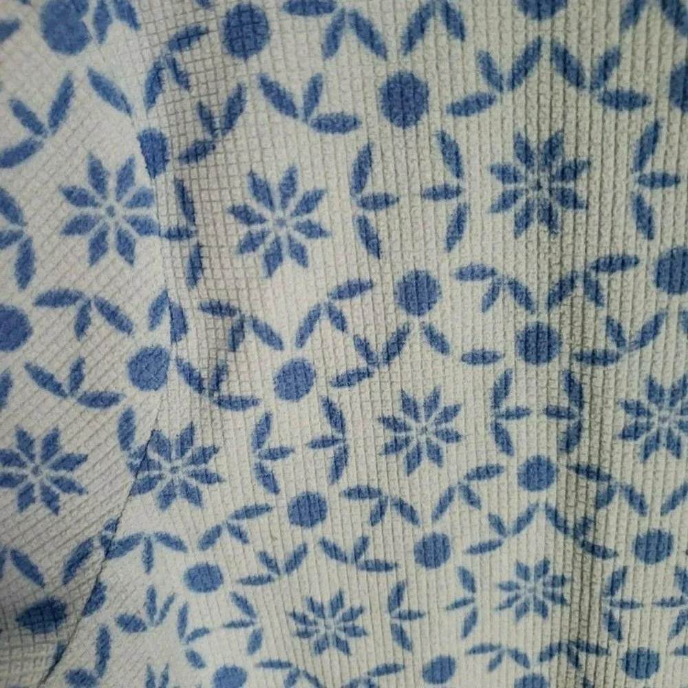 Goodnight Kiss Pajama Top Womens Large Blue Floral Henley Long Sleeve Sleepwear - Picture 4 of 8